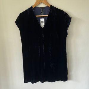 EILEEN FISHER midnight blue velvet tunic size XXS